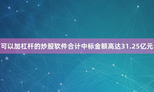 可以加杠杆的炒股软件合计中标金额高达31.25亿元